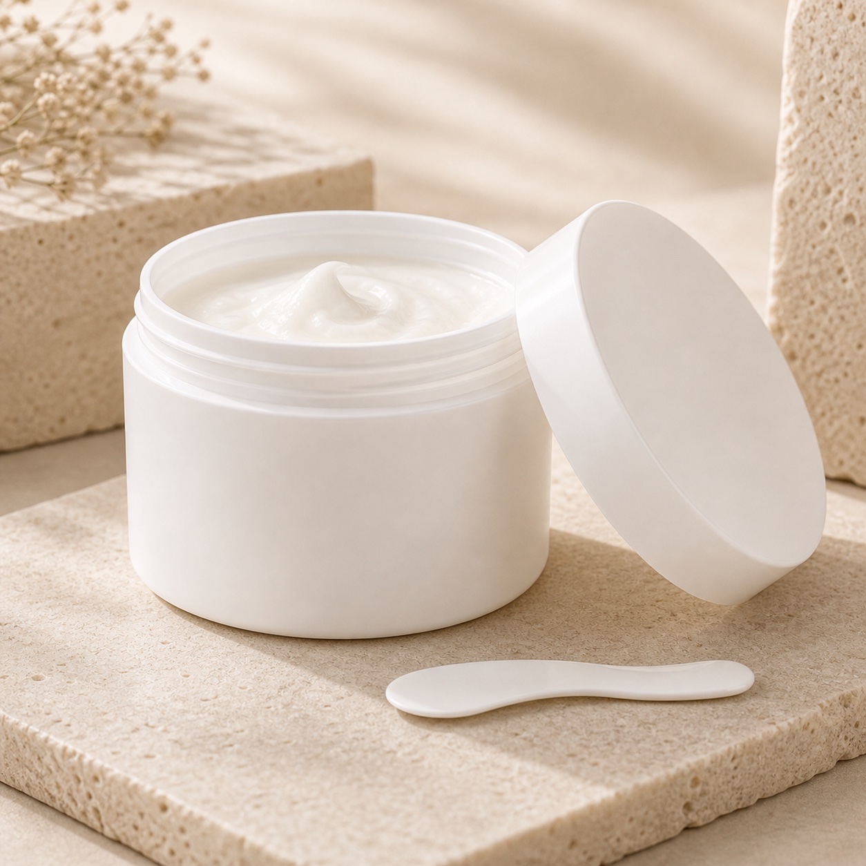 Wide-mouth cosmetic jar suitable for body butter packaging evaluation