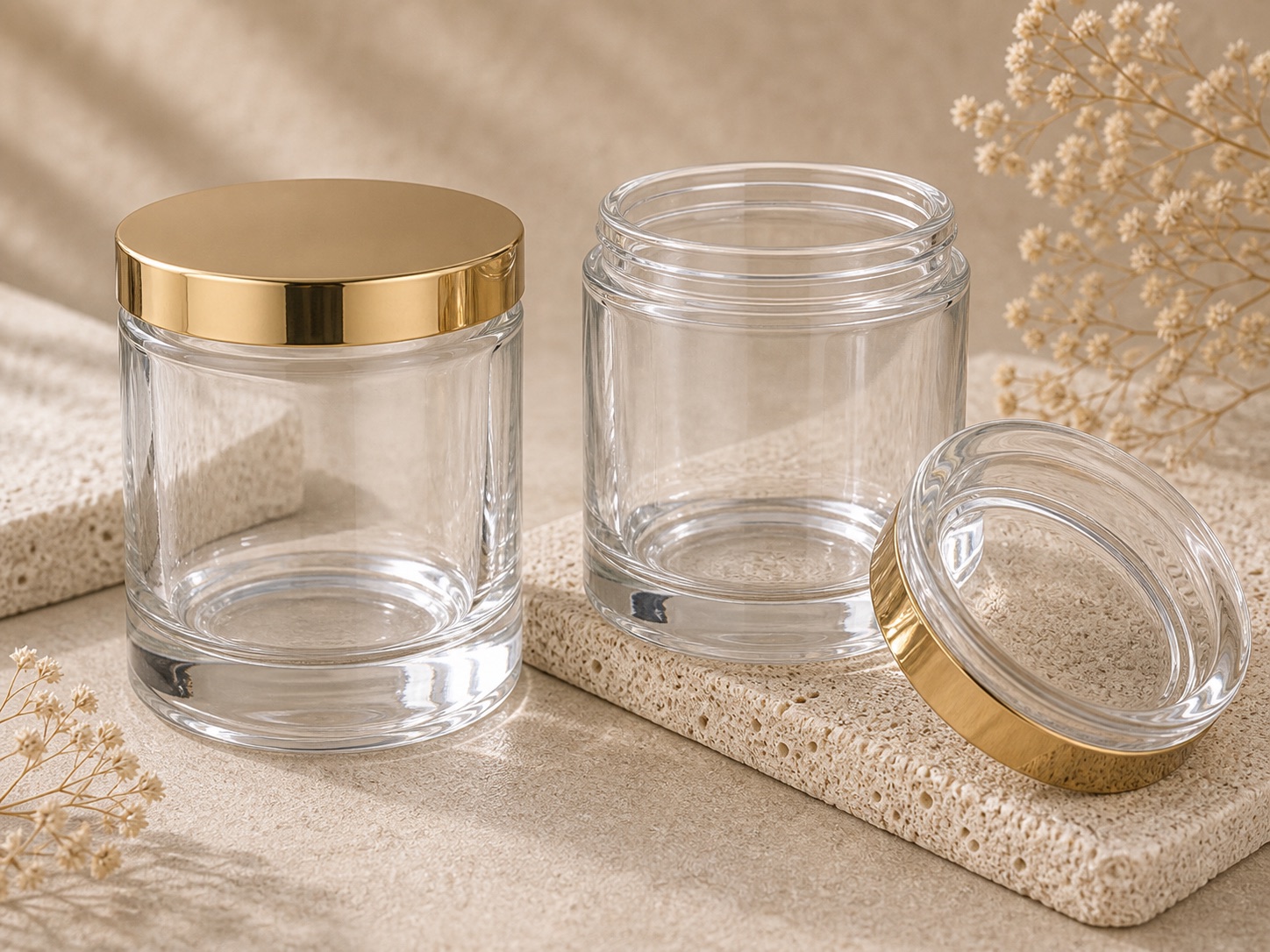 Luxury glass candle jar with lid