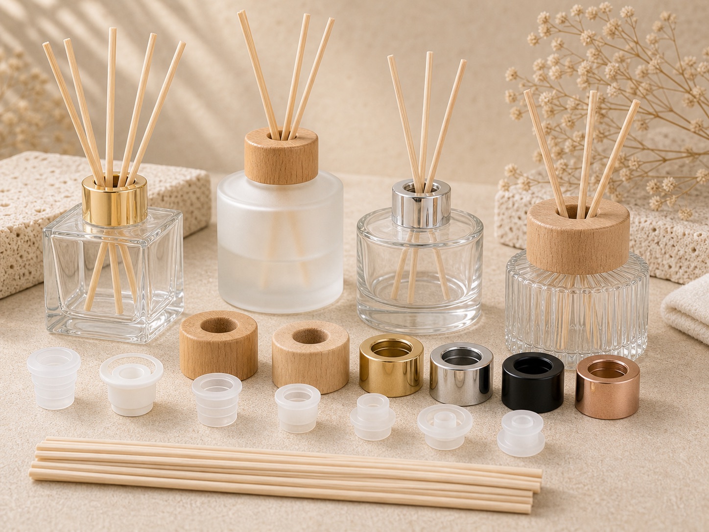 Reed diffuser glass bottle set