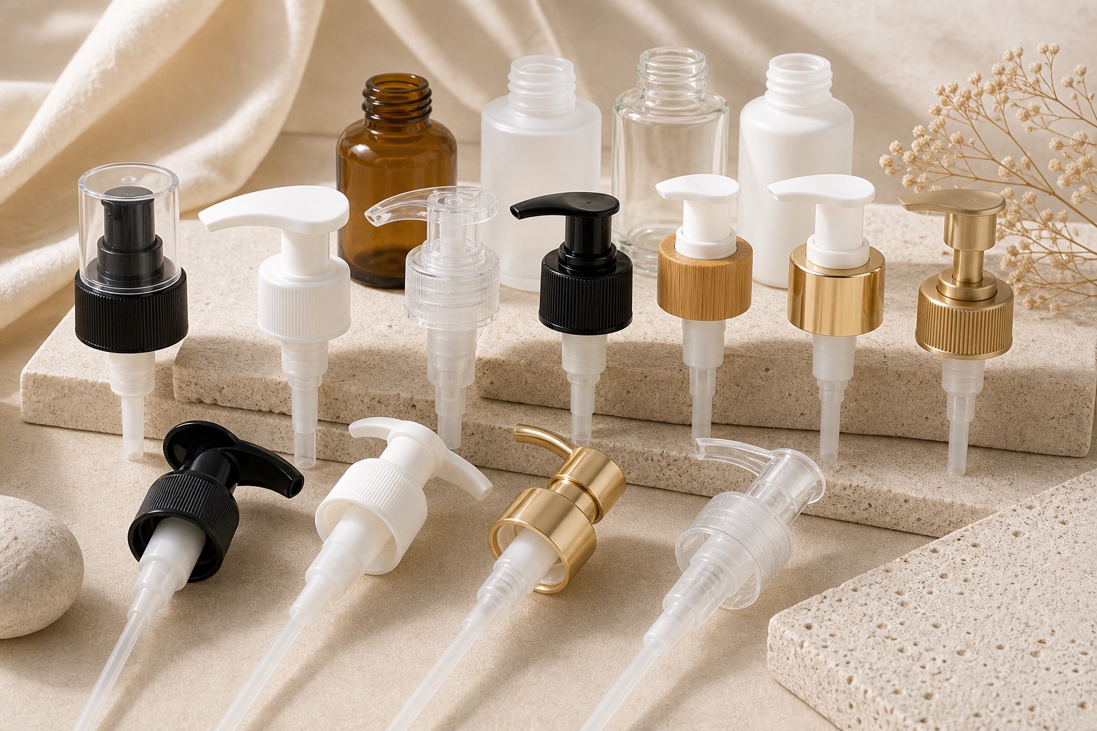Cosmetic lotion pump head assortment