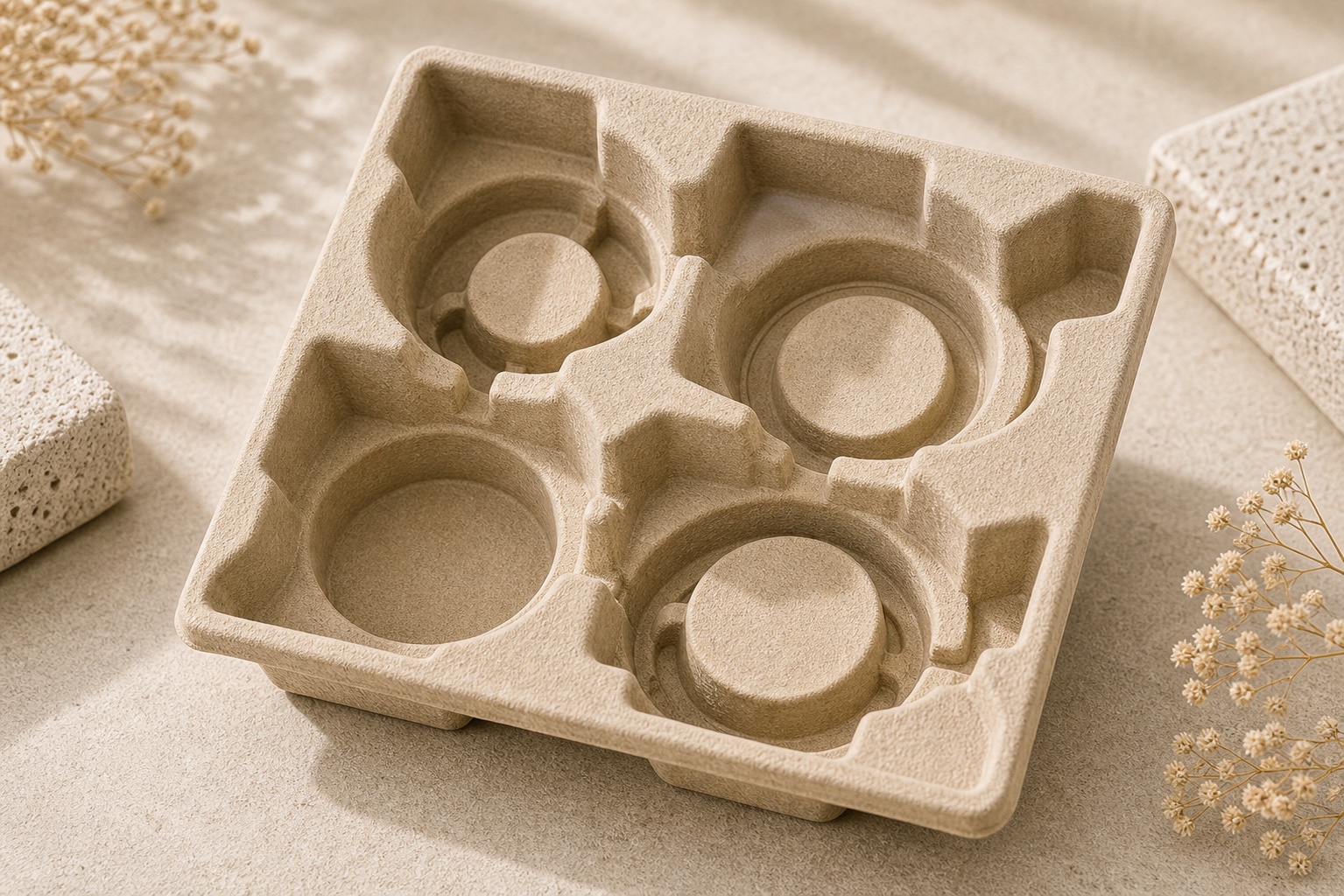 Molded pulp cosmetic sample tray