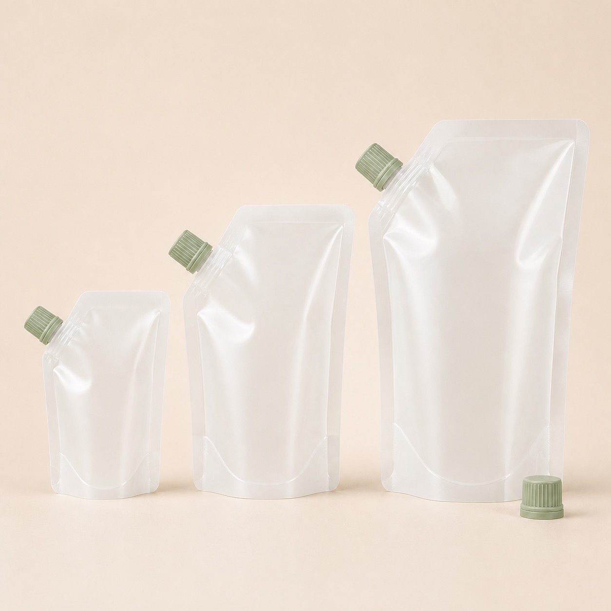 Mono-material side-spout refill pouch