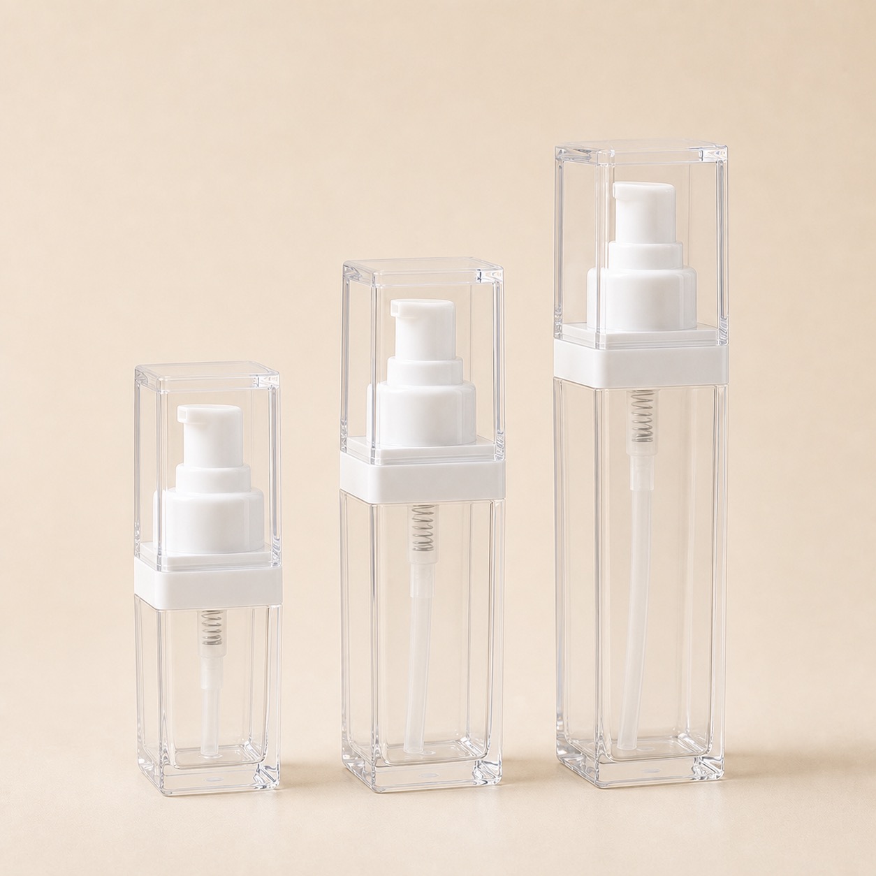 Refillable foam pump bottle family for cleanser and hand wash