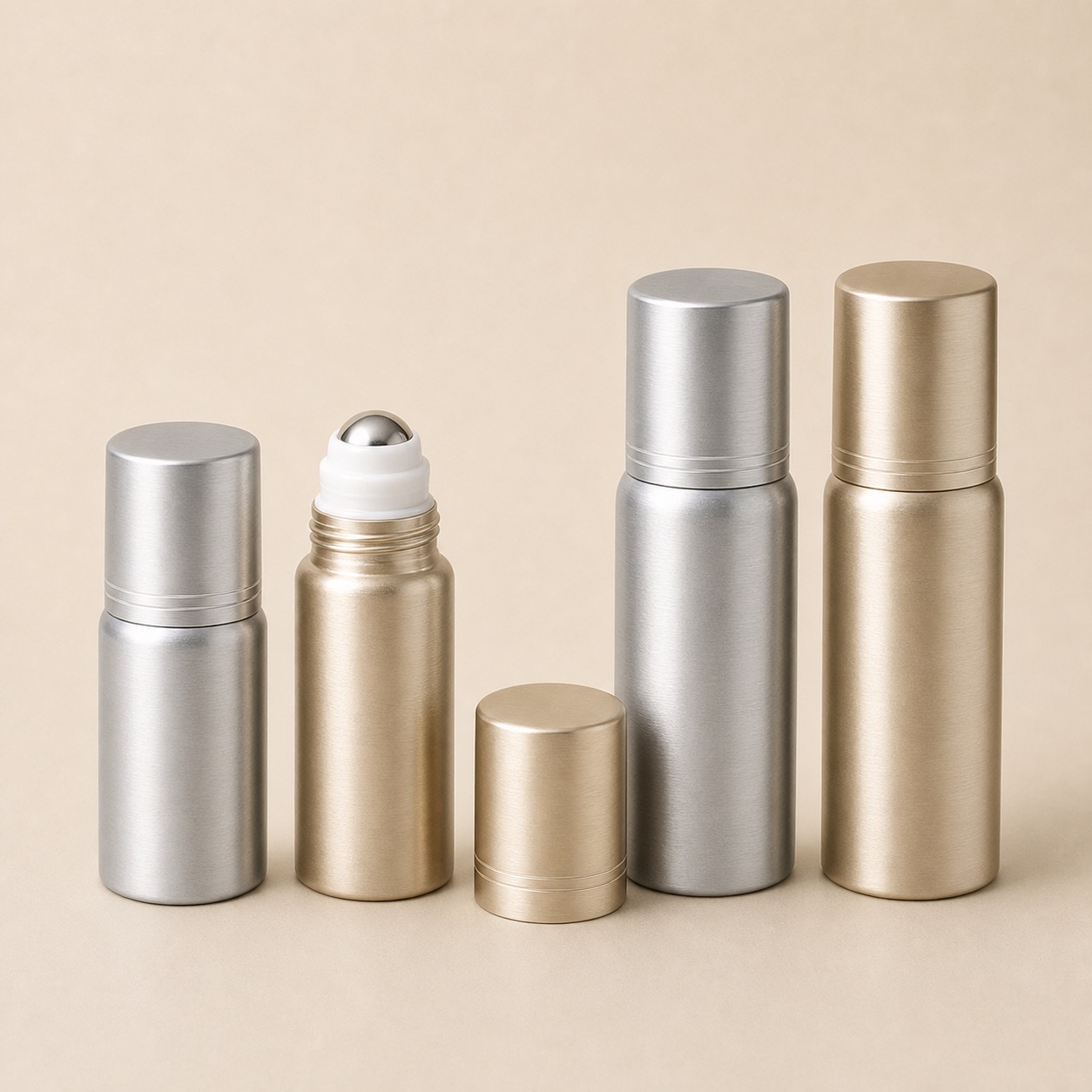 Aluminum roll-on deodorant bottle for natural deodorant and body serum