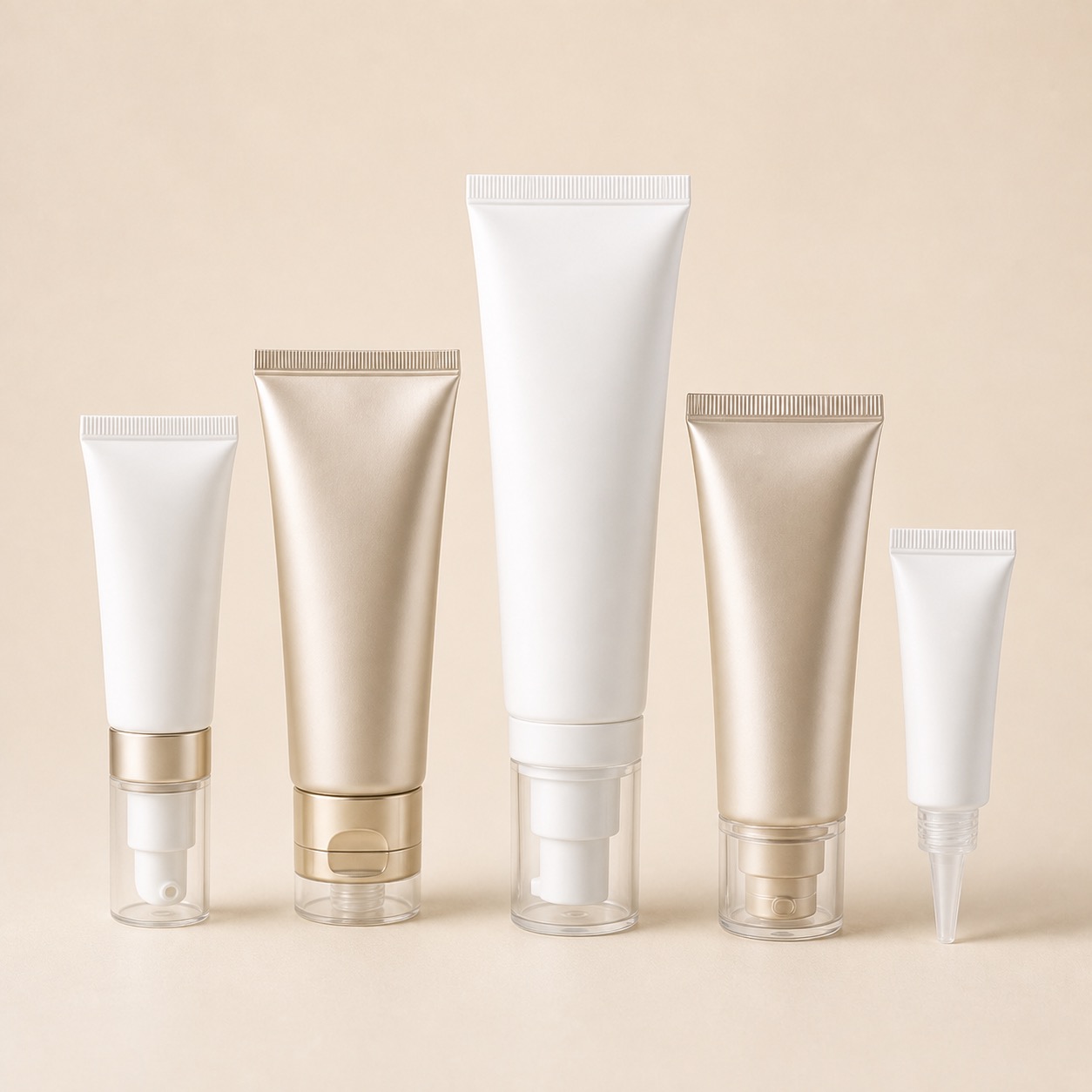 High barrier pump tube set for SPF and hair care formulas