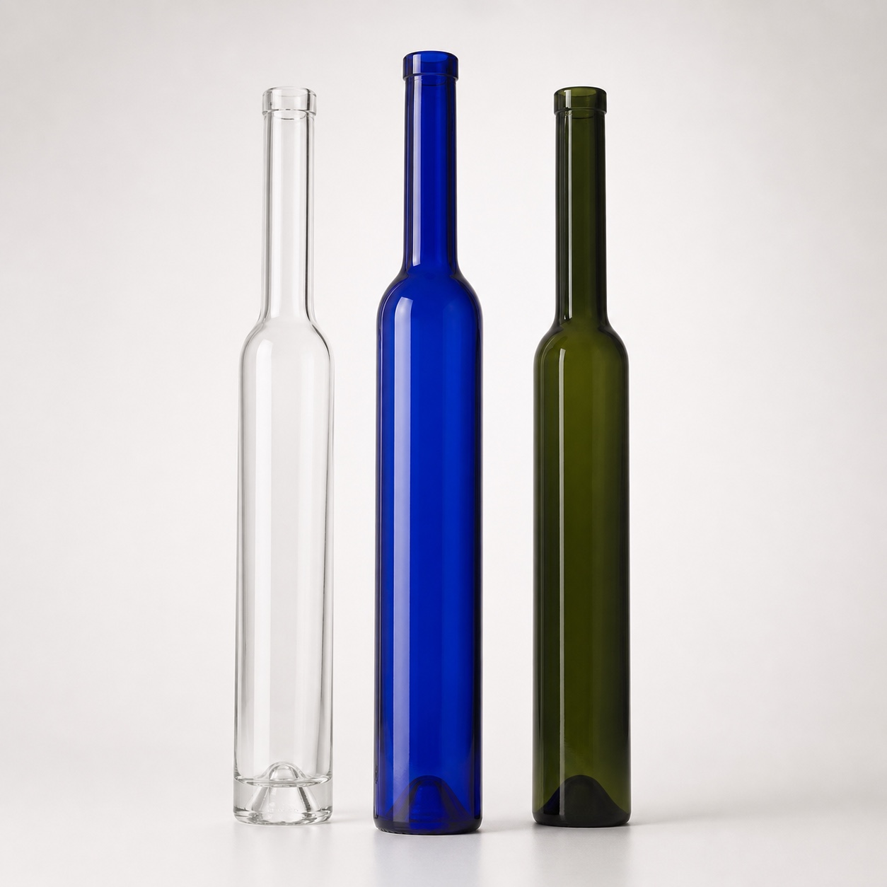 Unbranded slim dessert and ice wine glass bottles