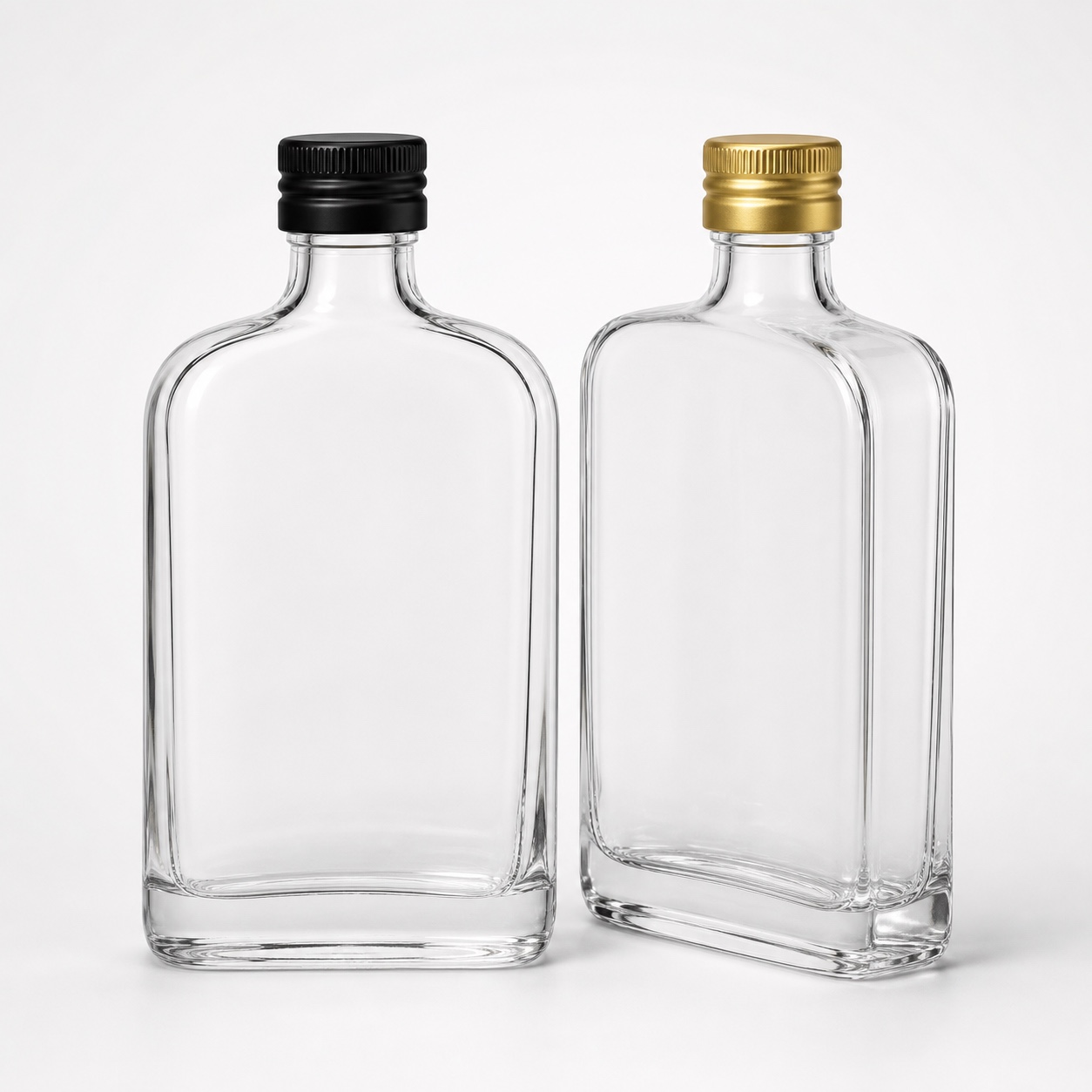 Unbranded flat pocket flask glass bottles
