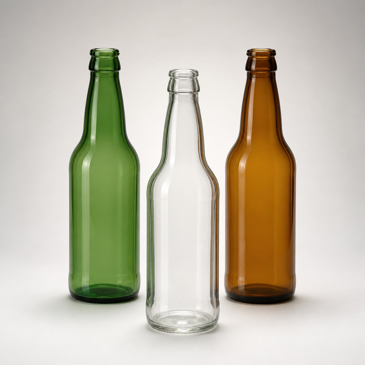 Unbranded crown-finish glass soda bottles