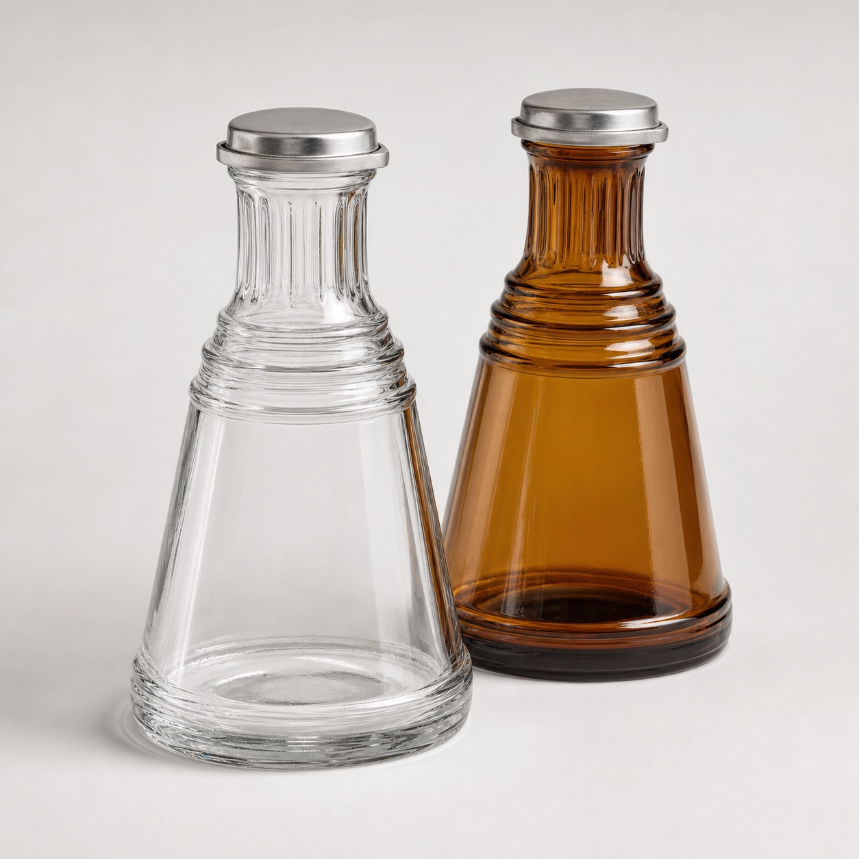Unbranded fluted-neck glass syrup decanters