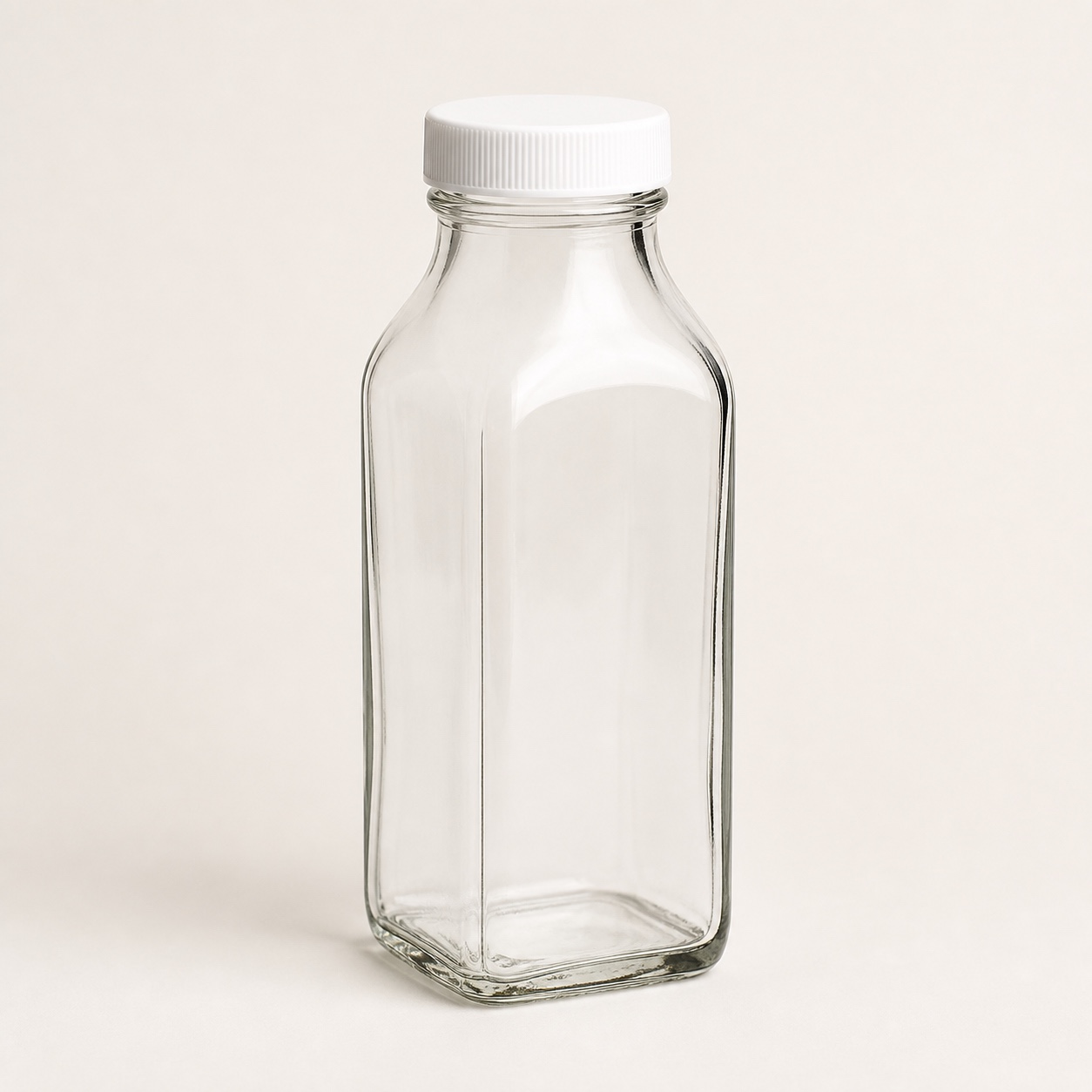 Unbranded square vintage clear glass milk bottle