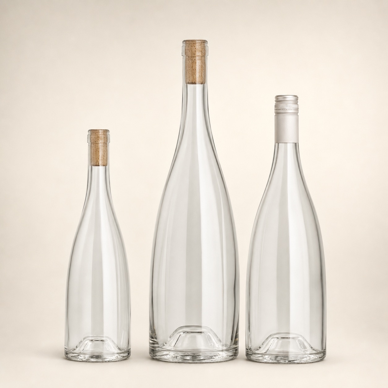 Custom Tapered Curved Rosé Glass Wine Bottle product view
