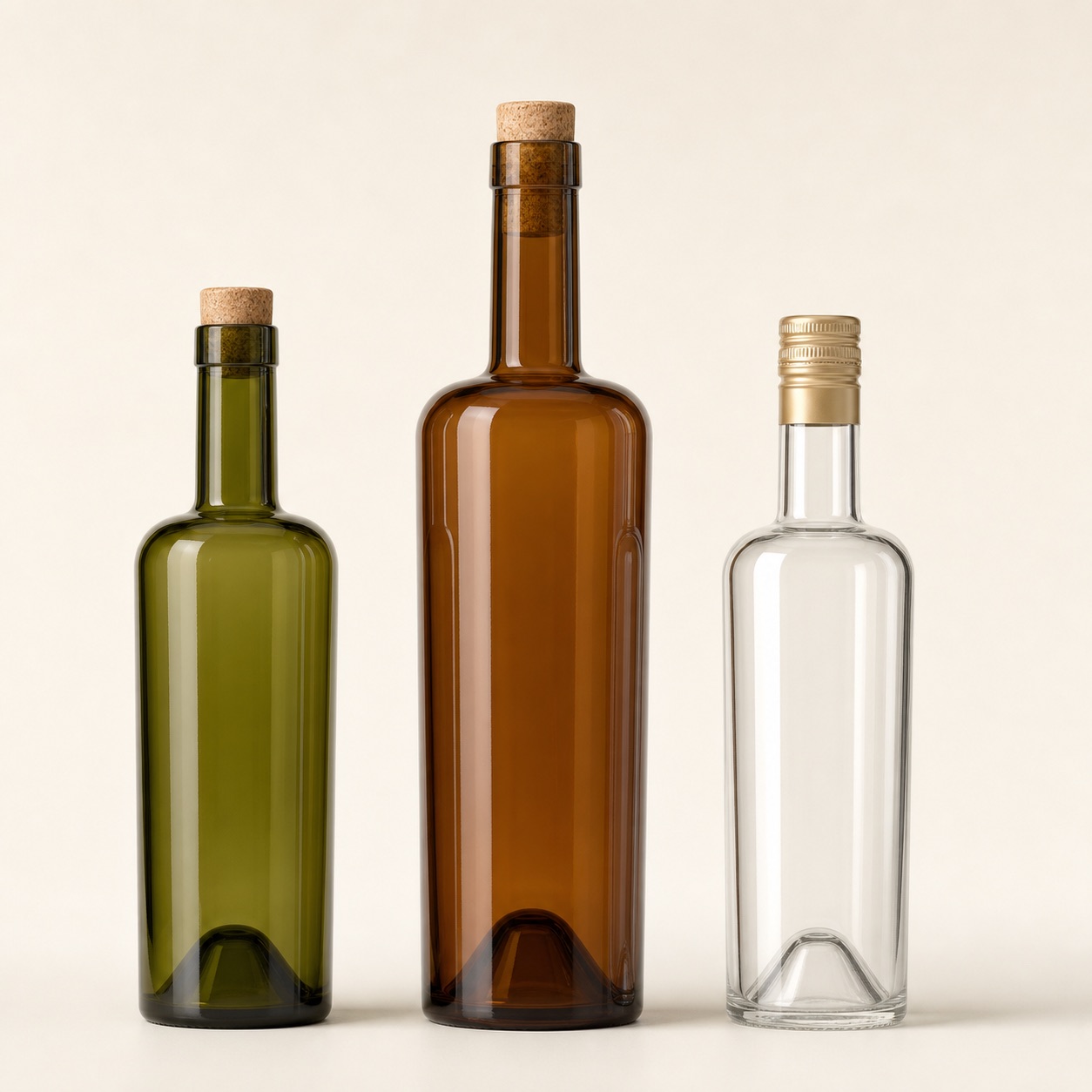 Unbranded high-shoulder fortified wine glass bottle family