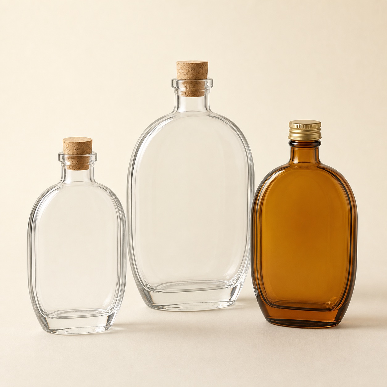 Unbranded oval spirit flask glass bottle family