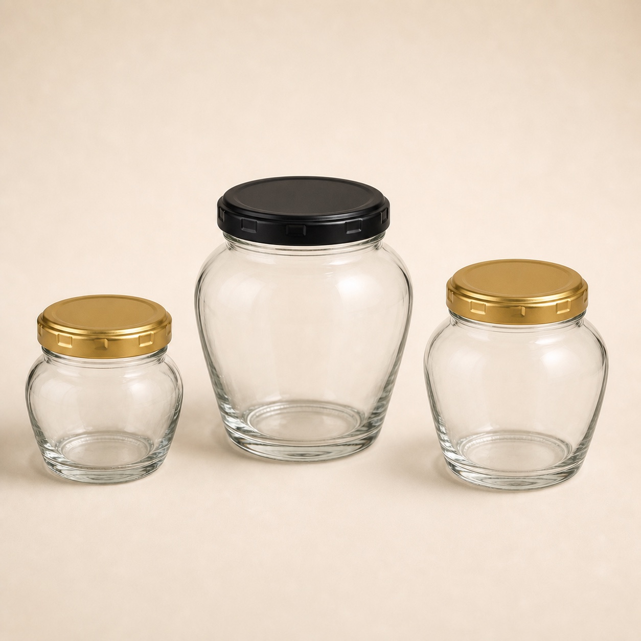 Custom Round Glass Honey Jar with Deep Lug Finish product view