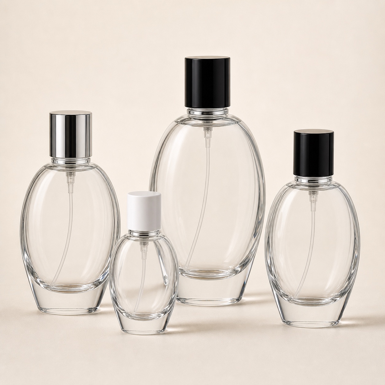 Custom Sculpted Oval Glass Perfume Bottle product view