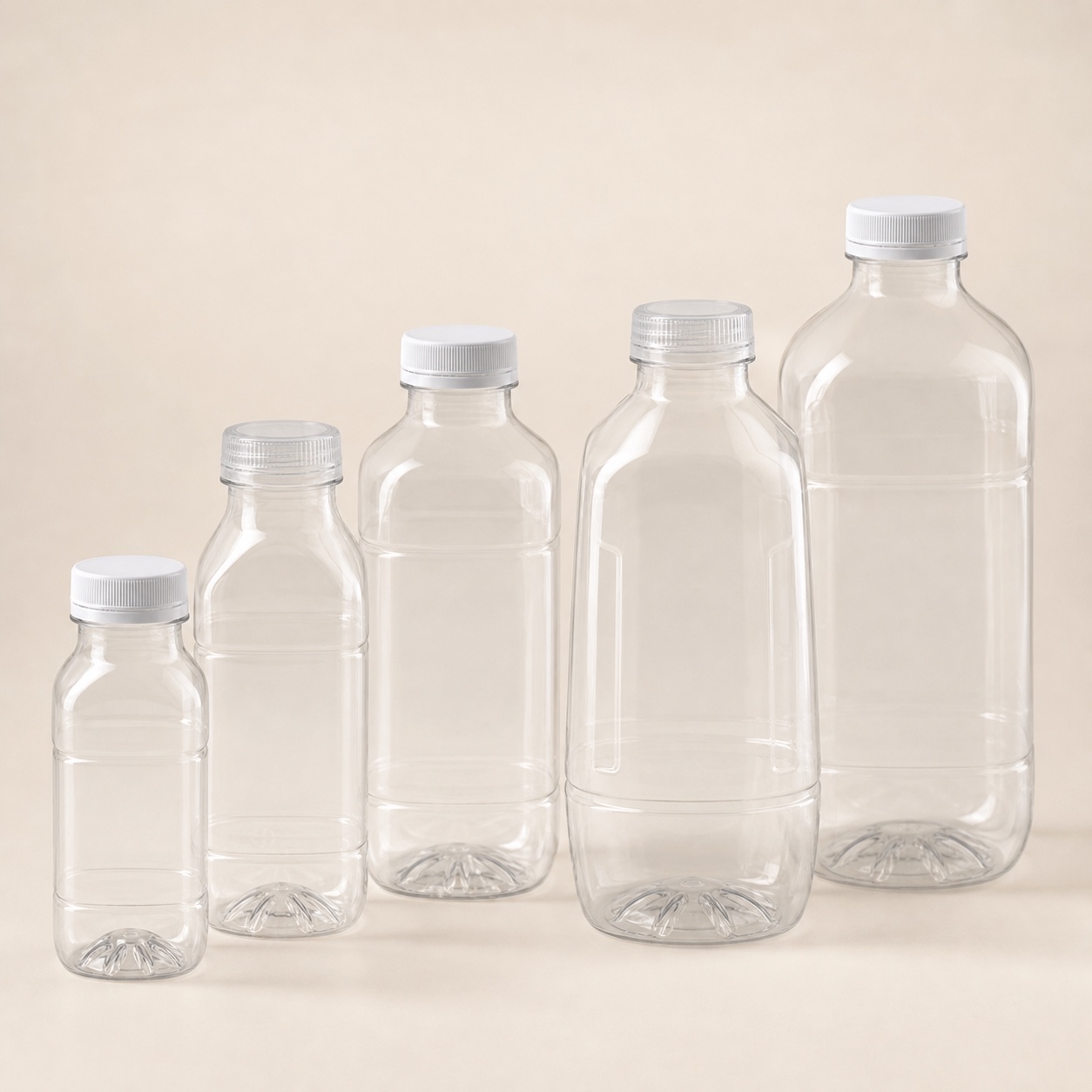 Unbranded PET wide-neck juice and smoothie bottle family
