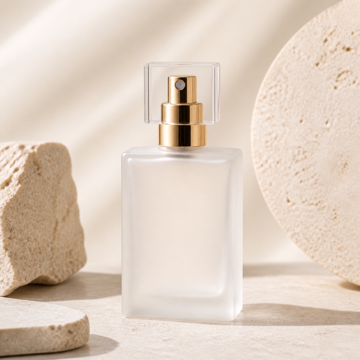 Frosted Glass Perfume Bottle with Pump product view